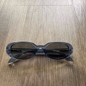 quay australia felt cute blue retro oval round narrow y2k modern sunglasses NEW